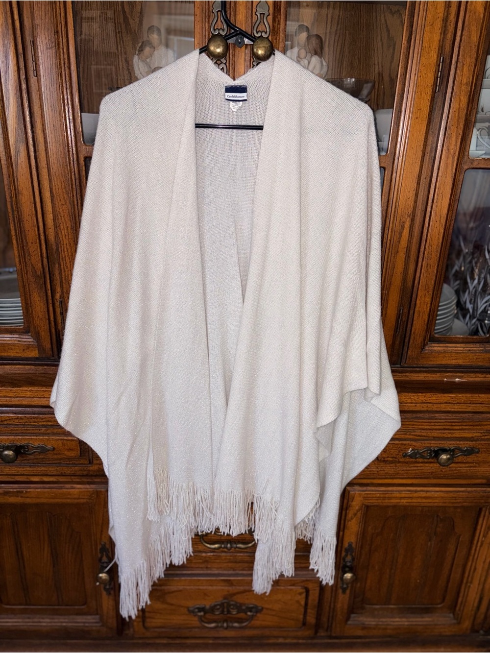 Croft & Barrow Cream Fringe Ruana Shawl